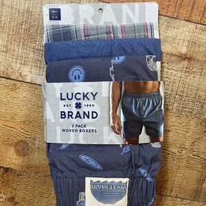 Men's Lucky Brand Woven Boxers 3pk size Small (28-30)